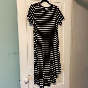 —Large Black and White Striped LuLaRoe Carly Dress